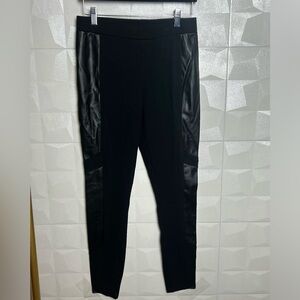 Women’s Black Leggings with faux Leather Size M NWT